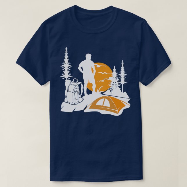 Outdoor Hiker Sunset Trees Nature Forest Hiking T-Shirt (Design Front)