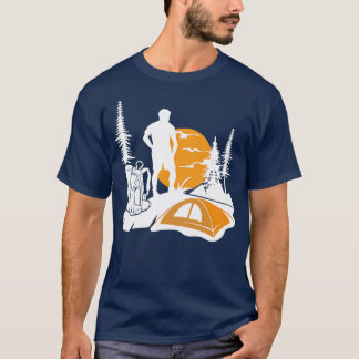 Outdoor Hiker Sunset Trees Nature Forest Hiking T-Shirt