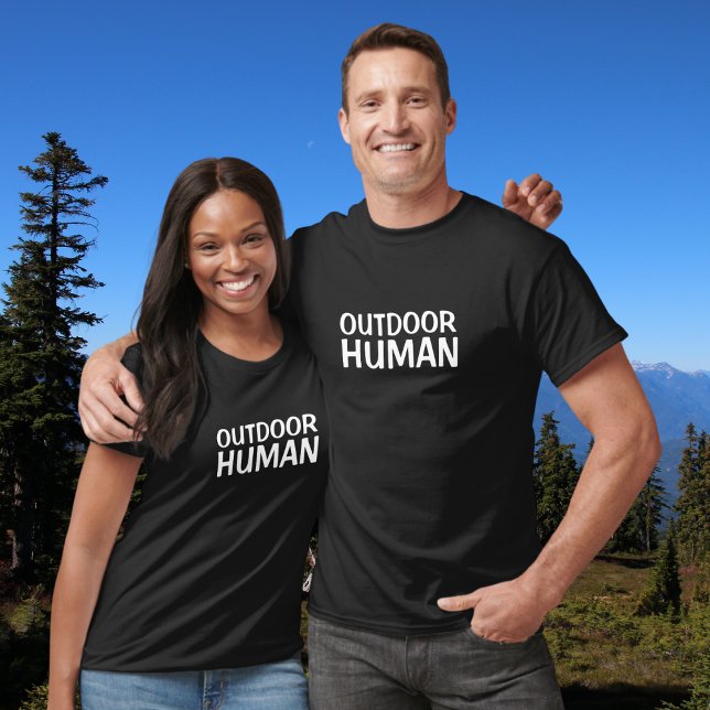 Outdoor Human Funny White Typography T-Shirt (Creator Uploaded)