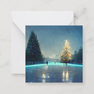 Outdoor ice skating rink in the country card