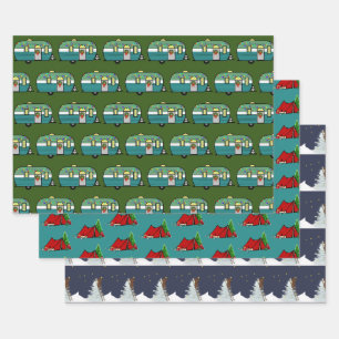 Outdoor Lovers' Christmas Camping Wrapping Paper Sheet