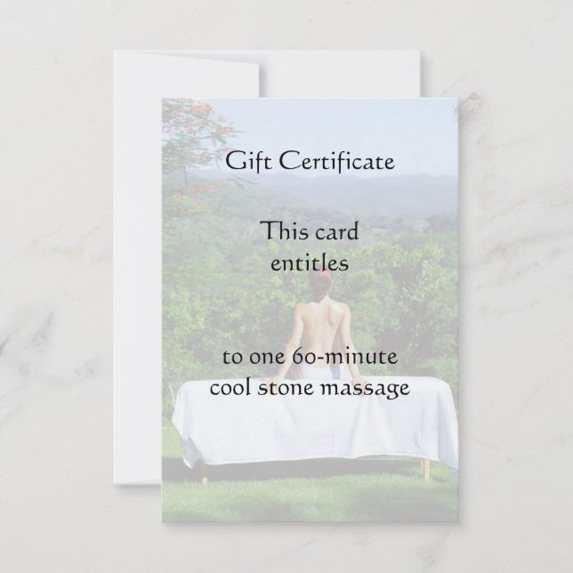 Outdoor Massage Gift Certificate (Front)