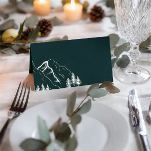 Outdoor Mountain Pine Tree Wedding Blank Place Card