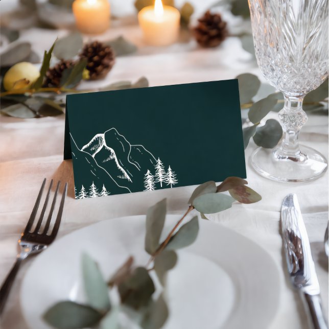 Outdoor Mountain Pine Tree Wedding Blank Place Card (Creator Uploaded)