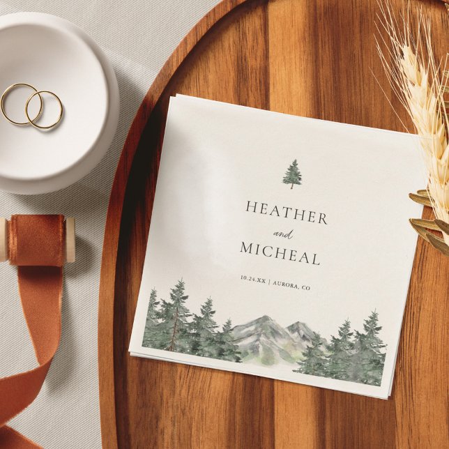 Outdoor Mountain Pine Tree Wedding Napkin (Creator Uploaded)