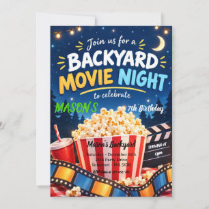 Outdoor Movie Night Birthday Party Invitation
