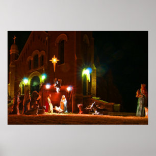 Outdoor nativity scene poster