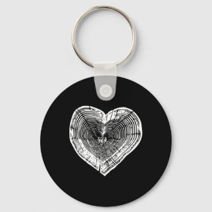 Outdoor Nature Lover Tree Ring Heart Earth Day 1 Keychain