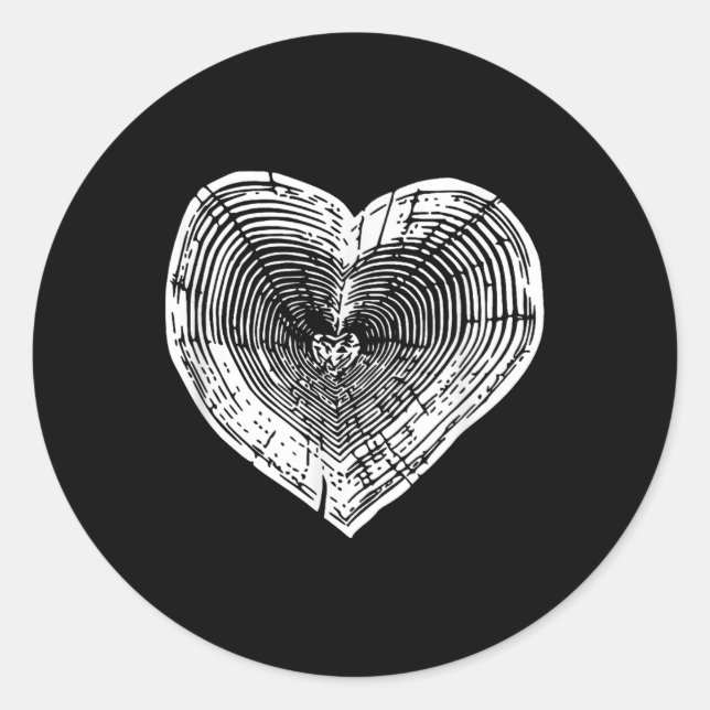 Outdoor Nature Lover Tree Ring Heart Earth Day  Classic Round Sticker (Front)
