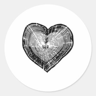 Outdoor Nature Lover Tree Ring Heart Earth Day Classic Round Sticker
