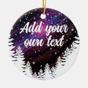 Outdoor nature night sky- customizable text  ceramic ornament