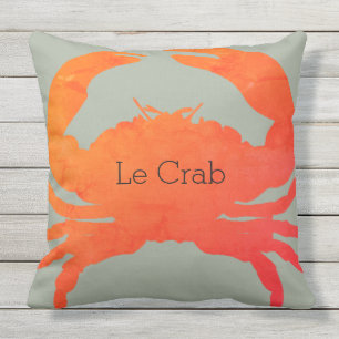 OUTDOOR-Nautical_Crab_Le Crab(c)Paprika & Seaweed Throw Pillow