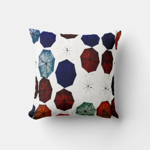 outdoor or indoor blue red white umbrellas throw throw pillow