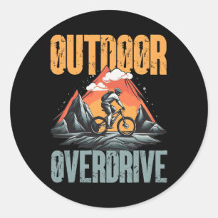 Outdoor Overdrive Mountain Biking Trail Classic Round Sticker