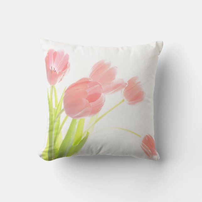 Outdoor patio cushion pink tulip flower (Front)