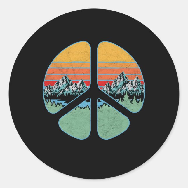 Outdoor Peace Sign Symbol Nature Classic Round Sticker (Front)