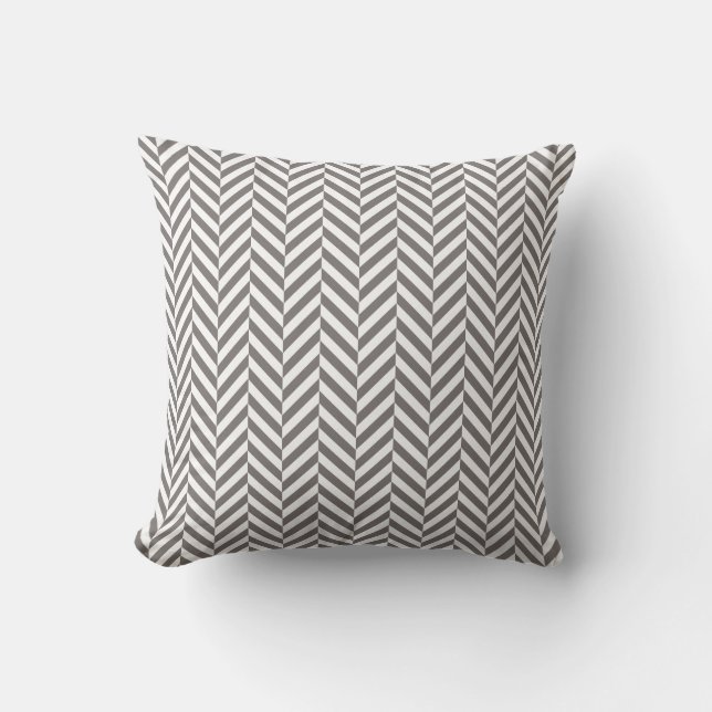Outdoor Pillow | Grey Herringbone Pattern (Front)