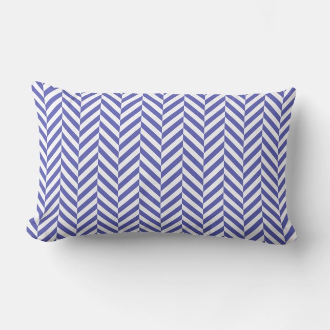 Outdoor Pillow | Royal Blue Herringbone Pattern (Front)
