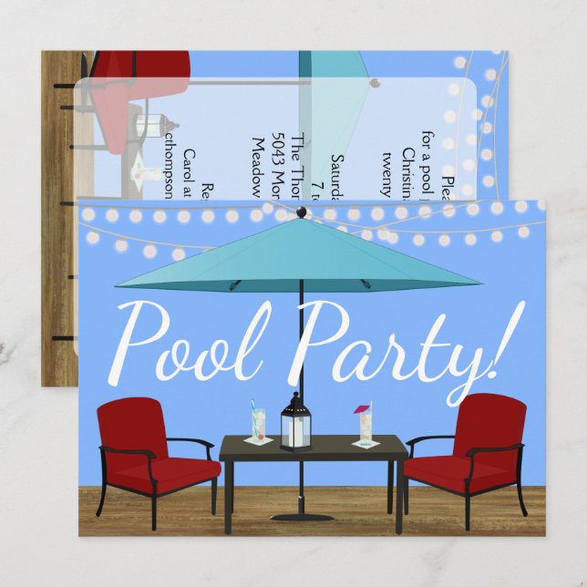 Outdoor Pool Party Invitation (Front/Back)