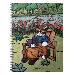 Outdoor Reading Garden Cat Notebook