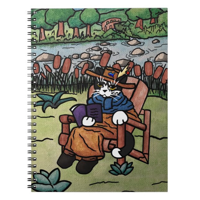 Outdoor Reading Garden Cat Notebook (Front)