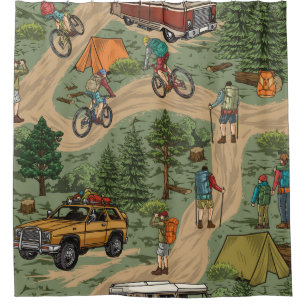 Outdoor recreation vintage seamless pattern with h