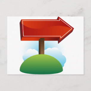 Outdoor Red Directional Arrow Sign Postcard