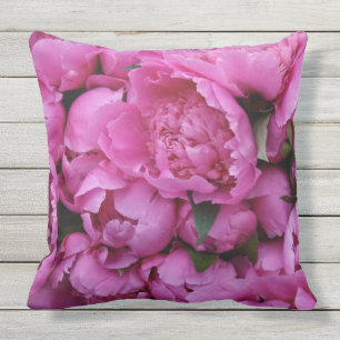 Outdoor Safe Pink Peony Flower Floral Pattern Pillow