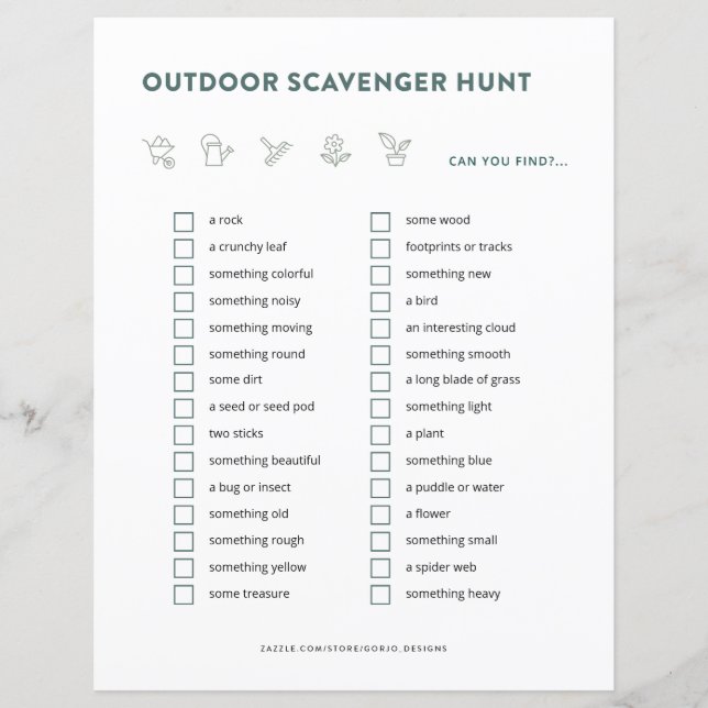 Outdoor Scavenger Hunt Kids Activities Party Game (Front)