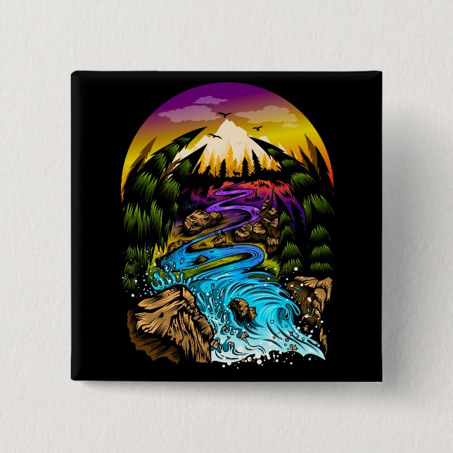 Outdoor Scene 2 Inch Square Button (Front)