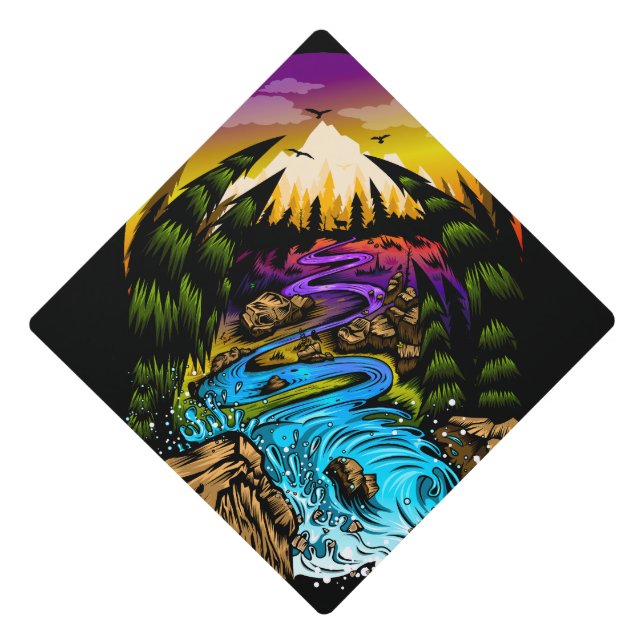 Outdoor Scene Graduation Cap Topper (Front)