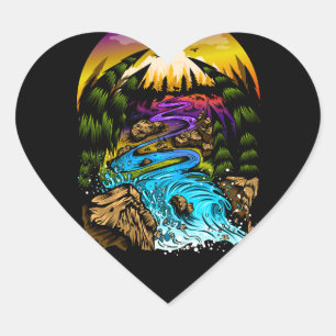 Outdoor Scene Heart Sticker