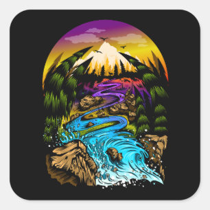 Outdoor Scene Square Sticker