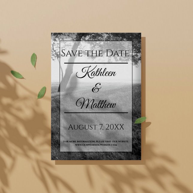 Outdoor Shade Black & White Wedding Save the Date (Creator Uploaded)