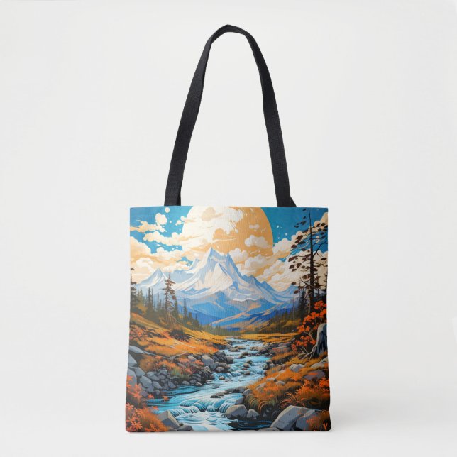 Outdoor Summer River Valley Tote Bag (Front)
