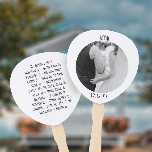 Outdoor Summer Wedding Party Program Hand Fan (Add your photo and bridal party members to these smart wedding hand fans. Congratulations!)