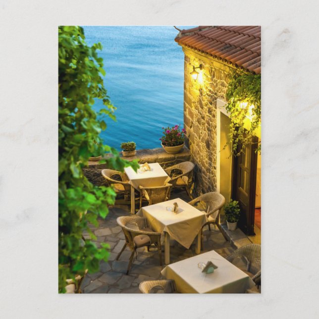 Outdoor Tables at Resturant Postcard (Front)