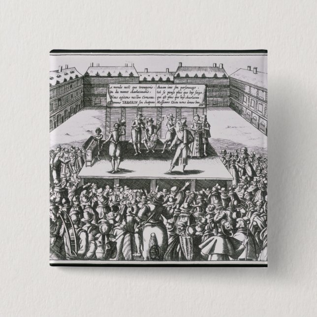 Outdoor Theatrical Performance with Antoine 2 Inch Square Button (Front)