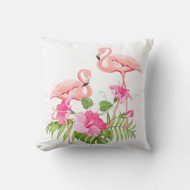 Outdoor Throw Pillow-Flamingo Outdoor Pillow (Front)