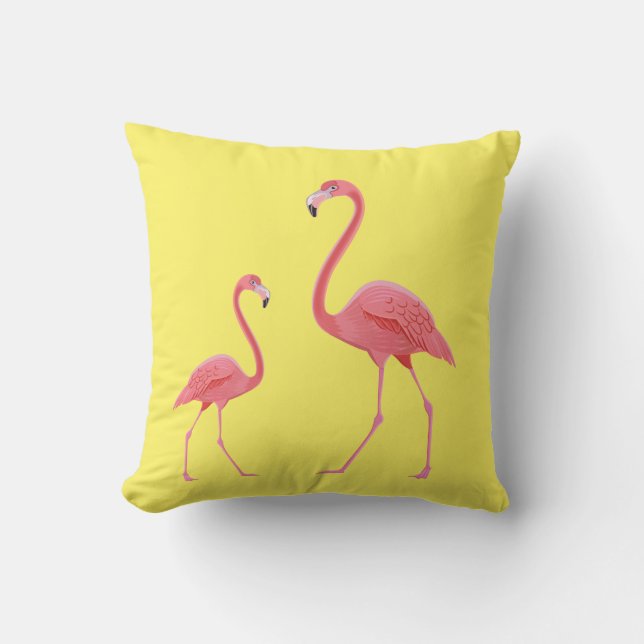 Outdoor Throw Pillow-Flamingo Pillow (Front)