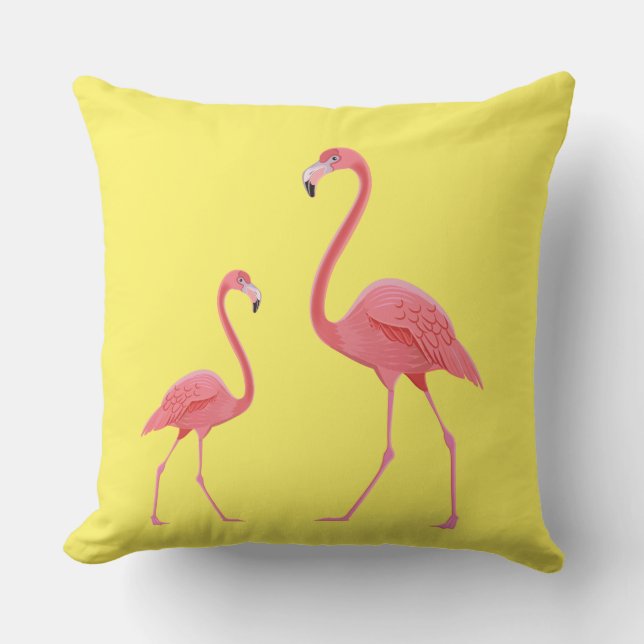 Outdoor Throw Pillow-Flamingo Pillow (Front)