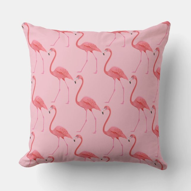 Outdoor Throw Pillow-Flamingos Outdoor Pillow (Front)