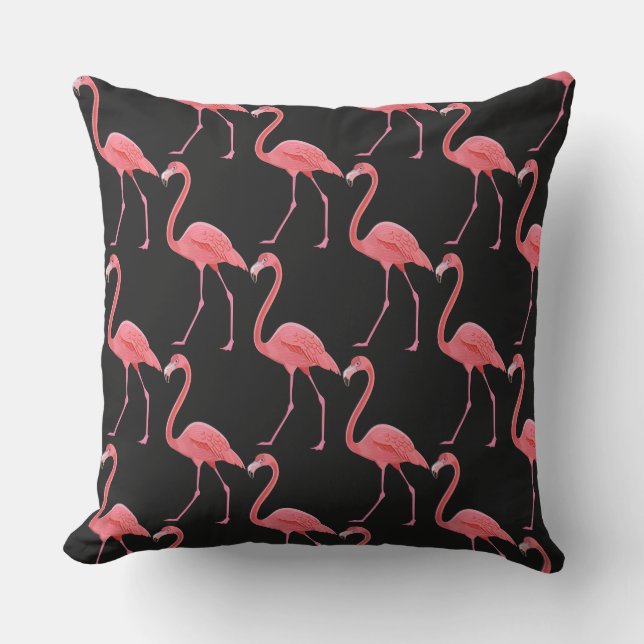 Outdoor Throw Pillow-Flamingos Throw Pillow (Front)