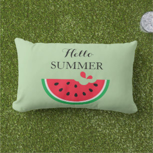 Outdoor Throw Pillow-Hello Summer  Lumbar Pillow