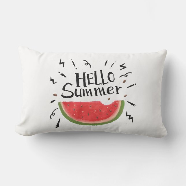 Outdoor Throw Pillow-Hello Summer Throw Pillow (Front)