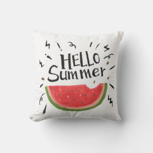 Outdoor Throw Pillow-Hello Summer Throw Pillow
