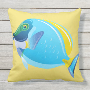 Outdoor Throw Pillow-Tropical Fish Pillow
