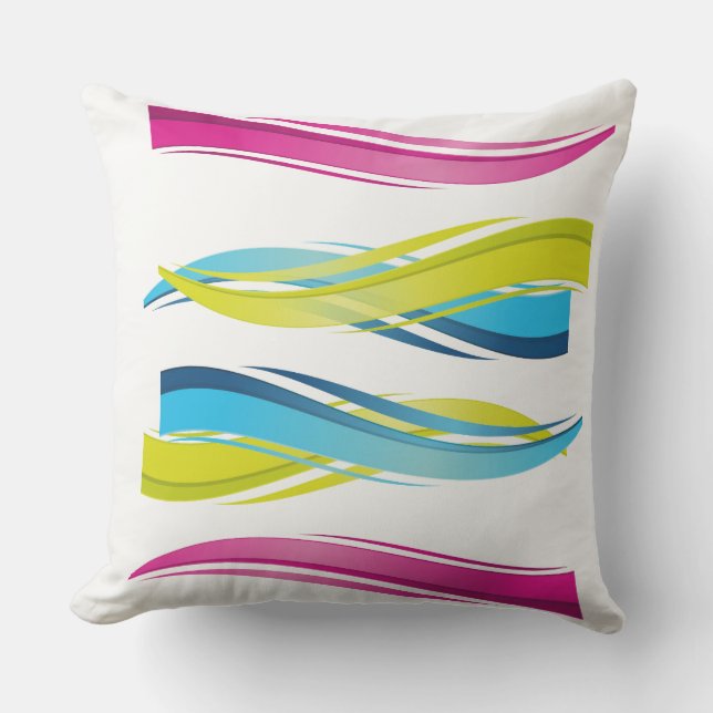 Outdoor Throw Pillow-Waves of Colour Pillow (Front)