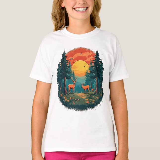 Outdoor Tree Nature Lover Wildlife Retro Forest T-Shirt (Front)