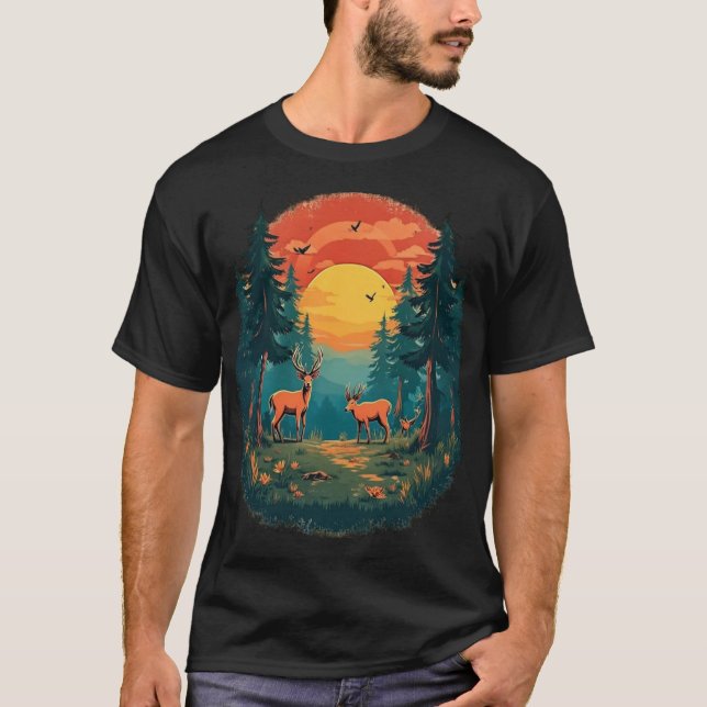 Outdoor Tree Nature Lover Wildlife Retro Forest T-Shirt (Front)